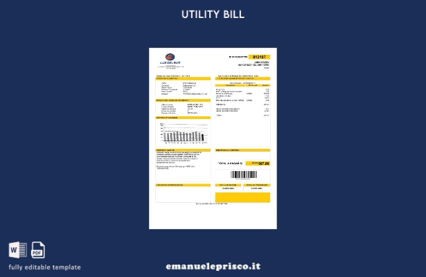modello di bolletta delle utenze Perù Luz de Sur in stile verificato